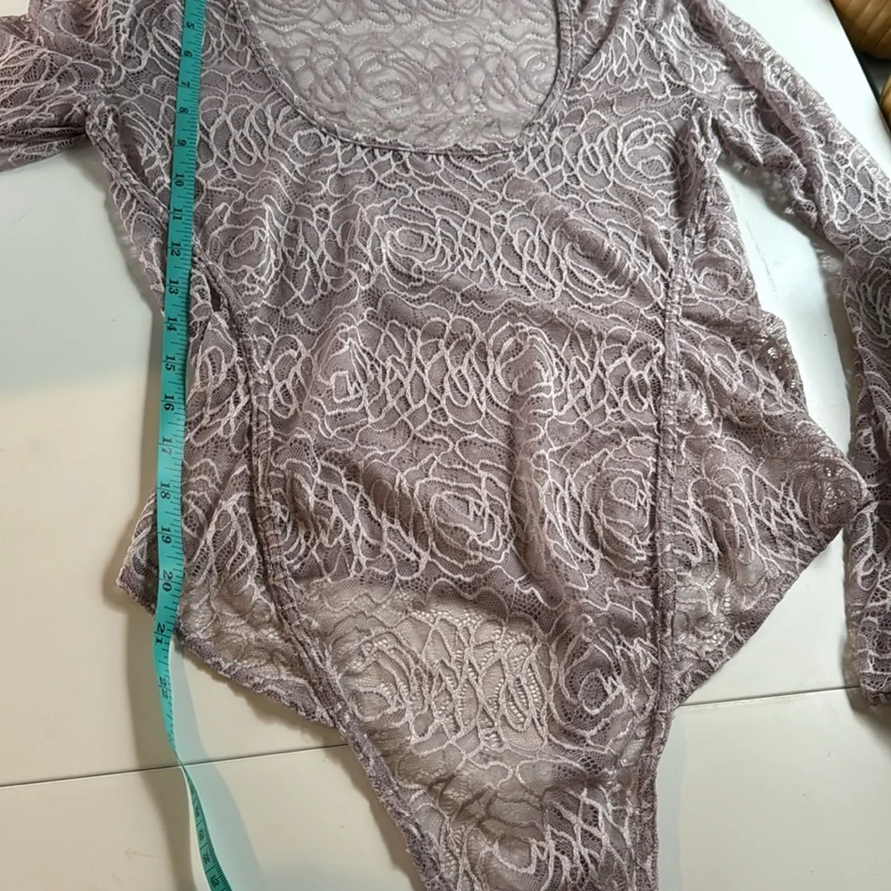 Free People Intimately in My‎ Head Sheer Lace Lilac Purple Bodysuit Size M - NEW